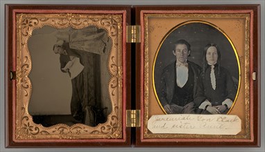 Untitled (Portrait of a Reclined Man on the left; Portrait of a Man and a Woman on the right), 1850s Creator: Rufus Bean.