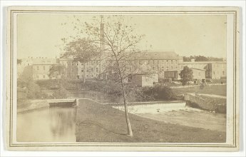 Untitled (river with falls and factory building), mid-late 19th century.  Creator: T. Holmes.