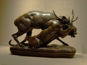 Panther Seizing a Stag, modeled c. 1833 (cast 1889). Creator: Antoine-Louis Barye.