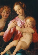 Virgin and Child with the Young Saint John the Baptist, 1527/30 or later. Creators: Agnolo Bronzino, Follower of Agnolo Bronzino.