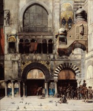 Circassian Cavalry Awaiting their Commanding Officer at the Door of a Byzantine Monument... Creator: Alberto Pasini.