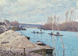 The Seine at Port-Marly, Piles of Sand, 1875. Creator: Alfred Sisley.