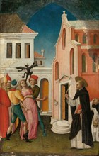 Saint Peter Martyr Exorcizing a Woman Possessed by a Devil, 1445/55. Creator: Antonio Vivarini.