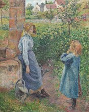 Woman and Child at the Well, 1882. Creator: Camille Pissarro.