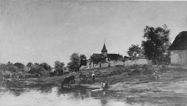 On the Bank of the Seine at Portejoie, c. 1865. Creator: Charles Francois Daubigny.