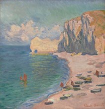 Étretat: The Beach and the Falaise d'Amont, 1885. Creator: Claude Monet.