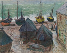 Boats on the Beach at Étretat, 1885. Creator: Claude Monet.