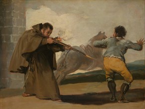Friar Pedro Shoots El Maragato as His Horse Runs Off, c. 1806. Creator: Francisco Goya.