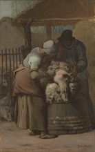 The Sheepshearers, 1857/61. Creator: Jean Francois Millet.