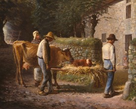 Peasants Bringing Home a Calf Born in the Fields, 1864. Creator: Jean Francois Millet.