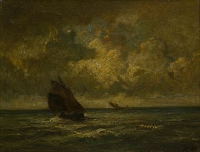 Two Boats in a Storm, 1870/75. Creator: Jules Dupré.
