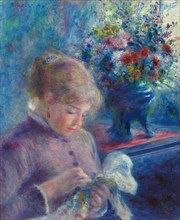Young Woman Sewing, 1879. Creator: Pierre-Auguste Renoir.