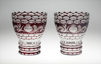 Two Vases, Bohemia, Mid 19th century. Creator: Bohemia Glass.