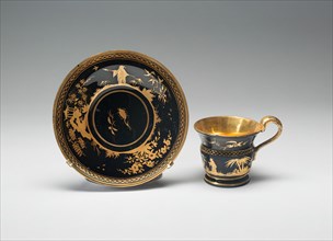 Cup and Saucer, Bohemia, c. 1825. Creator: Bohemia Glass.