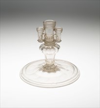 Candlestick with Three Nozzles, Bohemia, 18th century. Creator: Bohemia Glass.