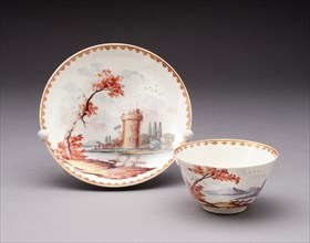 Tea Bowl and Saucer, Chelsea, c. 1755. Creator: Chelsea Porcelain Manufactory.