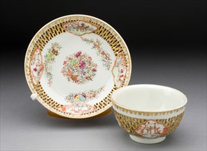 Tea Bowl and Saucer, China, c. 1780. Creator: Jingdezhen Porcelain.