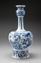 Bottle, Delfland, c. 1690/1700. Creator: Delftware.