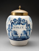 Tobacco Jar, Delft, c. 1800. Creator: Delftware.