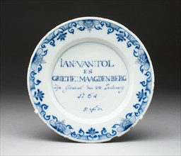 Plate, Delft, 1764. Creator: Delftware.