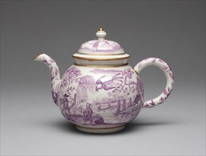 Teapot with Cover, Vienna, c. 1730. Creator: Du Paquier Porcelain Manufactory.