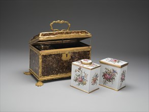 Casket Containing a Sugar Box and two Tea Caddies, Birmingham, c. 1760. Creator: Unknown.