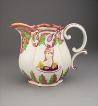 Pitcher with Images of Prince Leopold and Princess Charlotte, Staffordshire, 1810/20. Creator: Staffordshire Potteries.