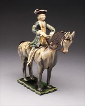 Horse and Rider, Staffordshire, c. 1760. Creator: Staffordshire Potteries.