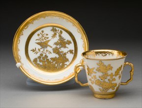 Two-handled Cup and Saucer, Meissen, 1720/25. Creator: Meissen Porcelain.