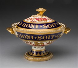 Covered Cream Bowl, London, c. 1820. Creator: Royal Worcester.