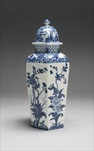 Vase with Cover (one of a pair), Worcester, c. 1760. Creator: Royal Worcester.