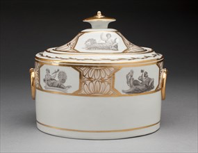 Sugar Bowl with Cover, Worcester, c. 1800. Creator: Royal Worcester.