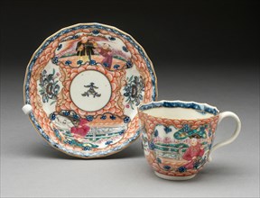 Coffee Cup and Saucer, Worcester, c. 1765. Creator: Royal Worcester.