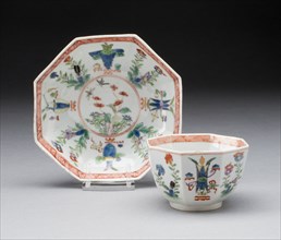 Tea Bowl and Saucer, Worcester, c. 1755. Creator: Royal Worcester.