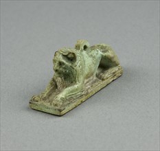 Amulet of a Crouching Lion, Egypt, Late Period, Dynasty 26 or later (664-525 BCE). Creator: Unknown.