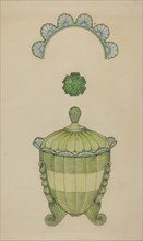 Covered Glass Sugar Bowl, 1936. Creator: William McAuley.