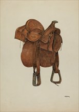 Leather Saddle, c. 1940. Creator: William McAuley.