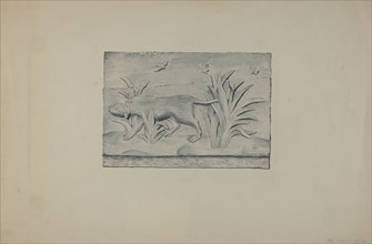 Relief Panel of Dog, 1935/1942. Creator: Flora Merchant.