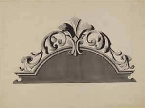 Half-canopy Carved Bed, c. 1936. Creator: Dorothy Posten.