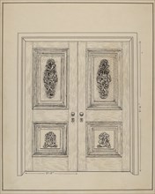 Carved Wooden Door, c. 1936. Creator: Ray Price.