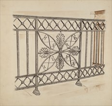 Iron Gate and Fence, c. 1936. Creator: Ray Price.
