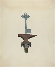 Decorative Ironwork & Locksmith Sign, c. 1939. Creator: Ray Price.