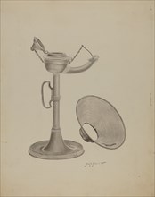 Pewter Lamp, c. 1941. Creator: Sydney Roberts.