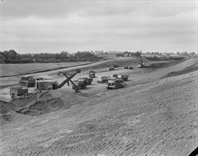 Construction of the M6 Motorway, South Staffordshire, Staffordshire, 06/1964. Creator: John Laing plc.