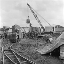 Construction probably on Section B of Birmingham to Preston Motorway (M6), Staffs, 21/04/1961 Creator: John Laing plc.