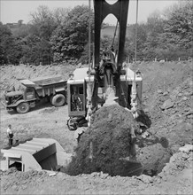 Excavations on the route of the Birmingham to Preston Motorway (M6), Staffordshire, 27/05/1961. Creator: John Laing plc.