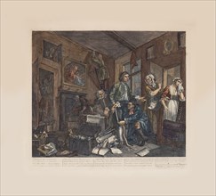 A Rake's Progress, Plate 1: The Young Heir Takes Possession Of The Miser's Effects, ca 1735. Creator: Hogarth, William (1697-1764).