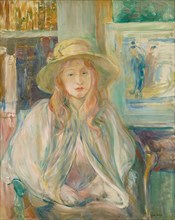 Girl in a straw hat (Fillette au chapeau de paille) , 1892. Creator: Morisot, Berthe (1841-1895).