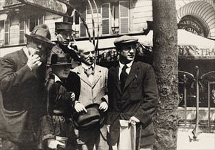 Jean Cocteau, Manuel Ortiz de Zárate, Henri-Pierre Roché, Marie Vassilieff, Max..., 1916. Creator: Anonymous.
