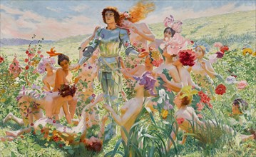Le chevalier aux fleurs (The Knight of the Flowers), 1894. Creator: Rochegrosse, Georges Antoine (1859-1938).